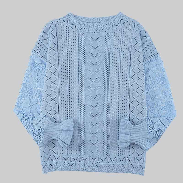 Sky-Blue-Long-Sleeve-Hollow-Out-Sweater-Casual-Cute-Crochet-Lace-Pointelle-Knit-Pullover-Crew-Neck-Loose-Blouses-for-Women-K126