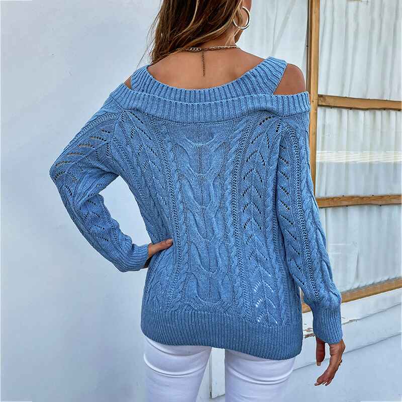    Sky-Blue-Womens-Knit-Cold-Shoulder-Sweaters-Crewneck-Long-Sleeve-Slim-Fall-Tops-Sweater-K235-Back