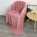 Texture Throw Blanket Solid Color Soft Sofa Sofa Decor Knitted Blanket B008