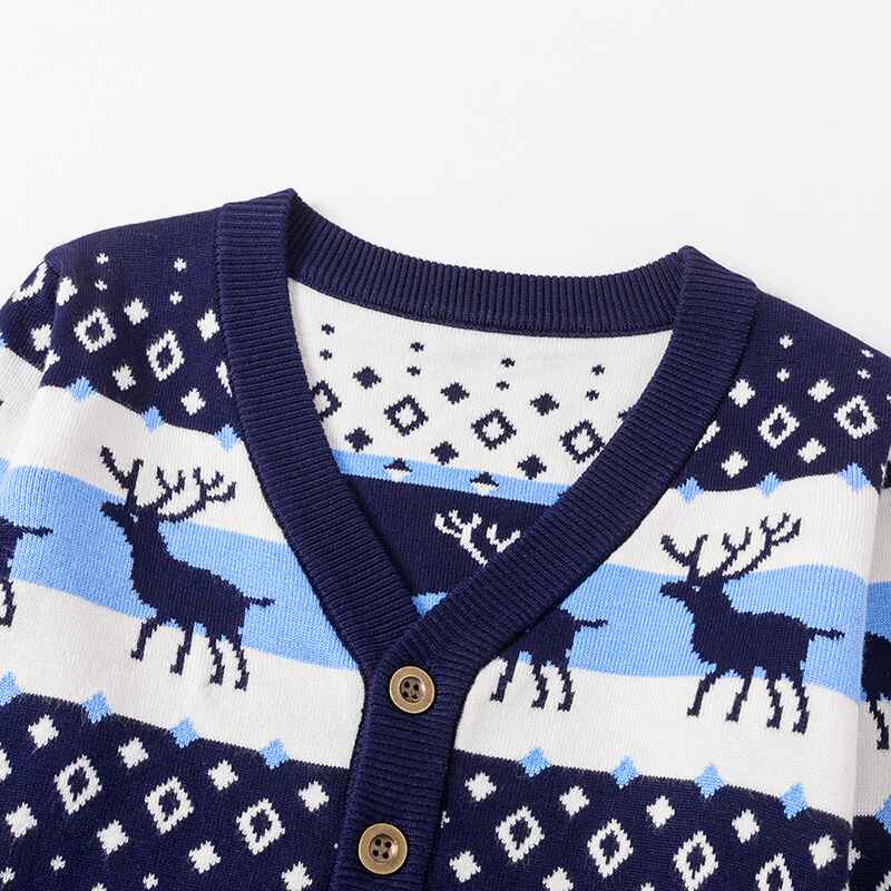 Toddler-Unisex-Baby-Button-up-Cotton-Coat-Deer-Christmas-Cardigan-Sweater-V040-Neck