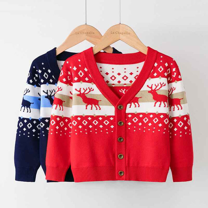 Toddler-Unisex-Baby-Button-up-Cotton-Coat-Deer-Christmas-Cardigan-Sweater-V040