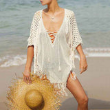 White-Beach-Swimsuit-for-Women-Sleeve-Coverups-Bikini-Cover-Up-Lace-up-Net-Front