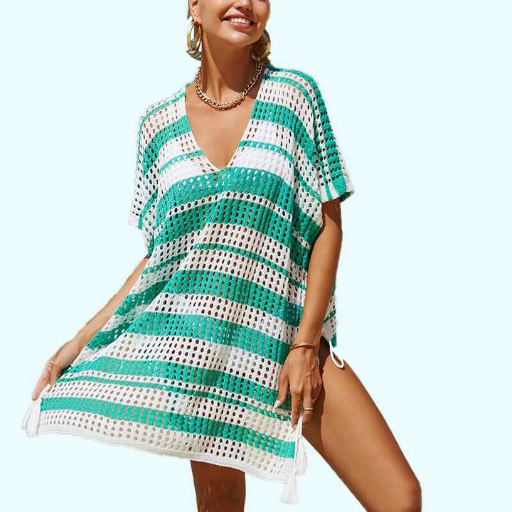 White-Green-Womens-Swimsuit-Cover-Up-Hollow-Out-Swimwear-Beach-Bathing-Suit-Bikini-Coverups-1