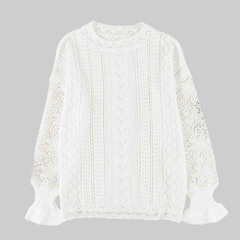 White-Long-Sleeve-Hollow-Out-Sweater-Casual-Cute-Crochet-Lace-Pointelle-Knit-Pullover-Crew-Neck-Loose-Blouses-for-Women-K126