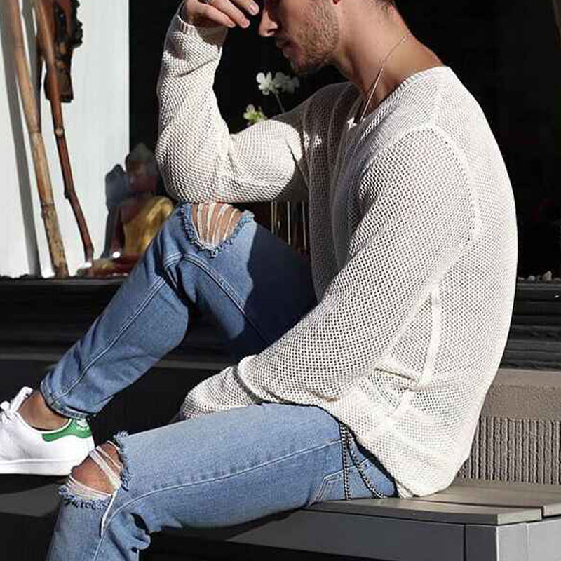    White-Men_s-Pullover-Knitted-Sweater-Crewneck-Stylish-Knitwear-Casual-Slim-Fit-Weave-Knit-Jumper-G073-side
