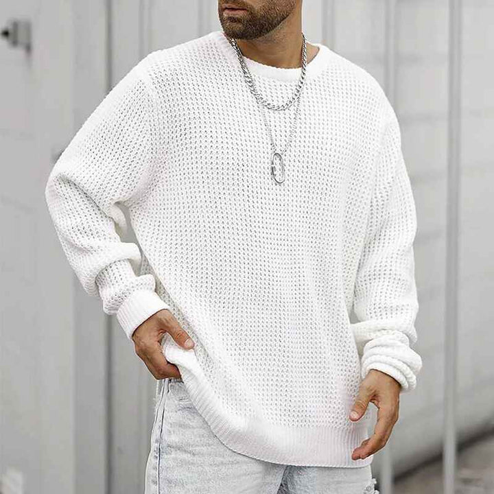 White-Mens-Long-Sleeve-Soft-Touch-Crewneck-Sweater-G021