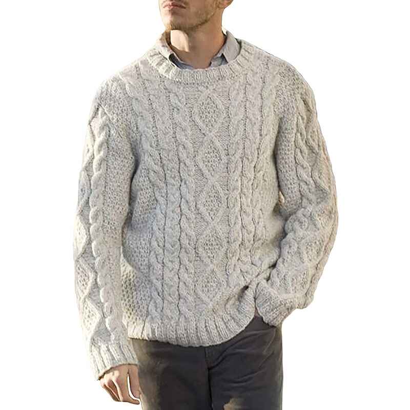 White-Mens-Oversized-Knit-Sweater-Solid-Vintage-Pullover-Sweater-Unisex-Woven-Crewneck-Knitted-Tops