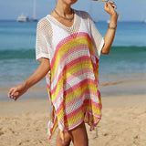 White-Pink-Womens-Swimsuit-Cover-Up-Hollow-Out-Swimwear-Beach-Bathing-Suit-Bikini-Coverups-Side