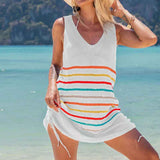    White-Women-Crochet-Bikini-Cover-Ups-Summer-Scoop-Neck-Beach-Tank-Dress-Front