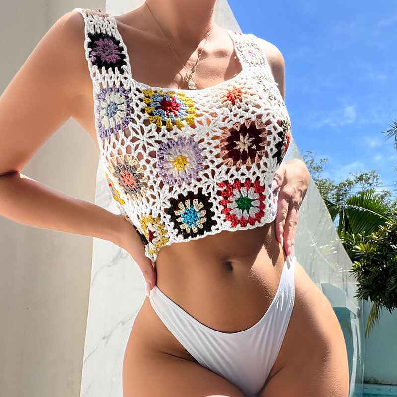 White-Women-Summer-Beach-Crochet-Top-Bralette-Knit-Bra-Bikini-K562