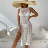 White-Women-Swimsuits-Cover-Ups-Crochet-Bathing-Suit-Tassel-Bikini-Coverup-Beach-Swimwear-K556-Front