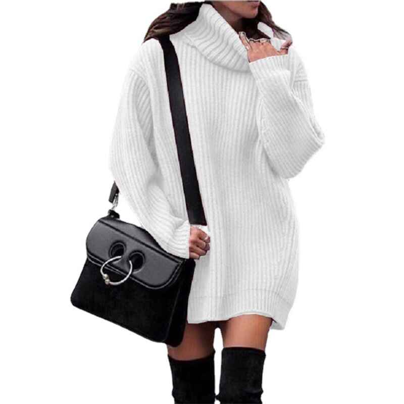 White-Women-Turtleneck-Long-Lantern-Sleeve-Casual-Loose-Oversized-Sweater-Dress-Soft-Winter-Pullover-Dresses-K014