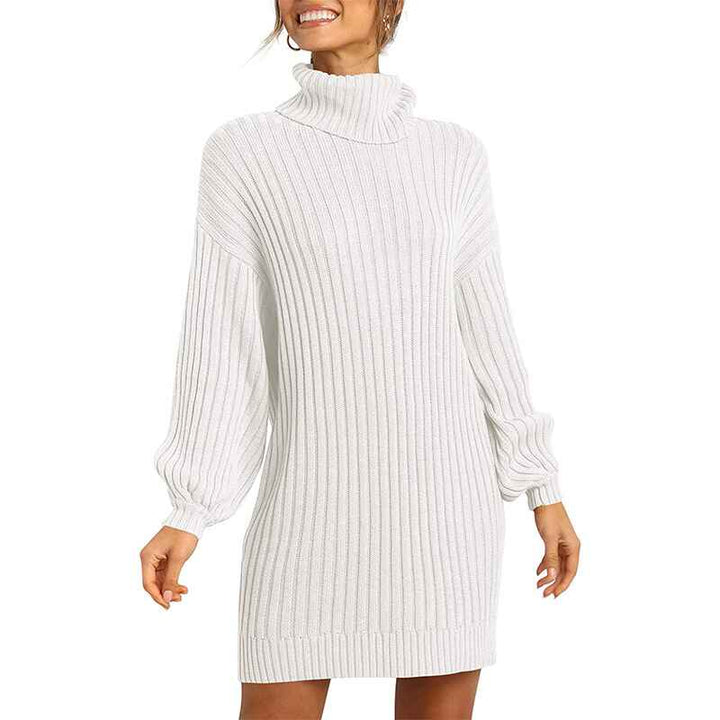 White-Women-Turtleneck-Long-Lantern-Sleeve-Casual-Loose-Oversized-Sweater-Dress-Soft-Winter-Pullover-Dresses-K016