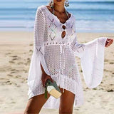 White-Womens-Beach-Tops-Sexy-Perspective-Cover-Dresses-Bikini-Cover-ups-Net-Coverups