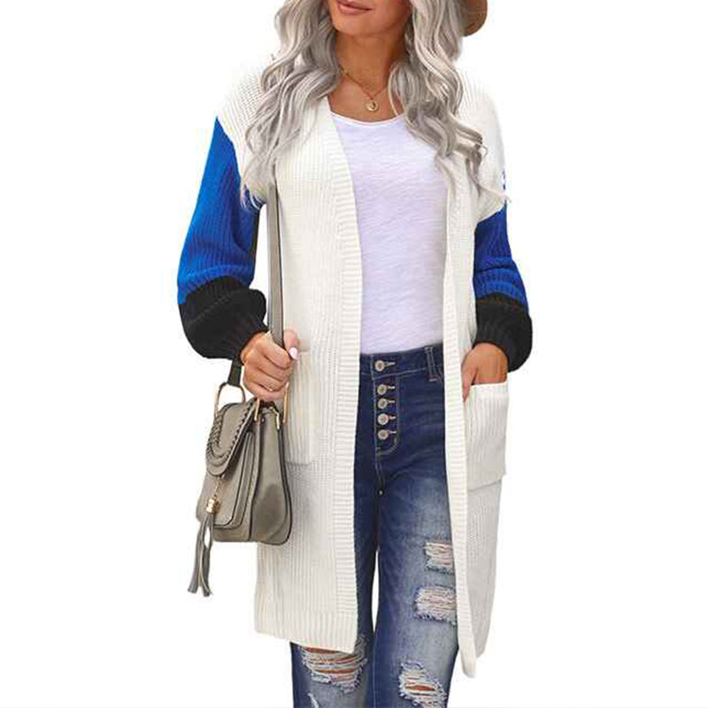    White-Womens-Cable-Knit-Open-Front-Long-Sleeve-Cardigan-Sweater-with-Pocket-K103