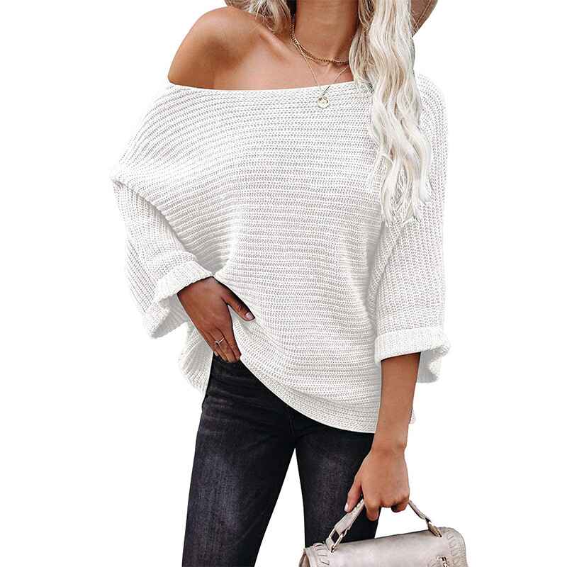 White-Womens-Casual-Long-Sleeve-Sweaters-Crew-Neck-Solid-Color-Soft-Ribbed-Knitted-Oversized-Pullover-Loose-Fit-Jumper-K025
