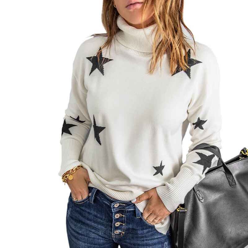     White-Womens-Casual-Turtleneck-Batwing-Sleeve-Slouchy-Oversized-Ribbed-Knit-Tunic-Sweaters-Pullover-K158