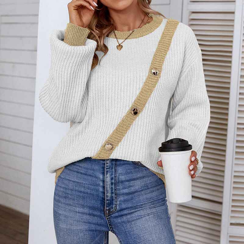 White-Womens-Color-Block-Tunic-Tops-Long-Striped-Sleeve-Crew-Neck-Sweatshirts-Casual-Loose-Tops-K253