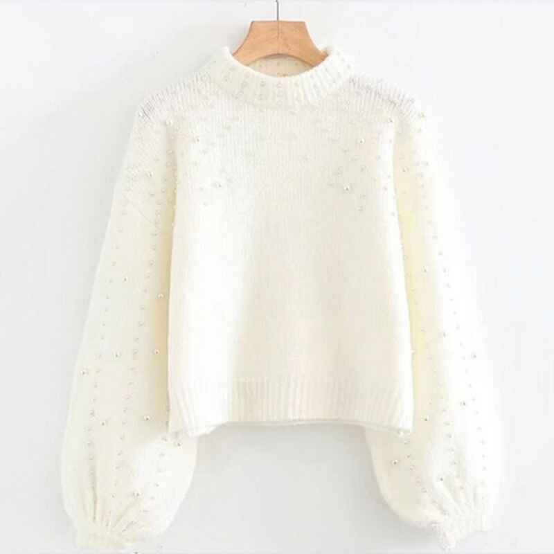 White-Womens-Crew-Neck-Sweater-Chunky-Knit-Pearl-Sweater-Color-Block-Oversized-Sweaters-Puff-Sleeve-Tops-K050
