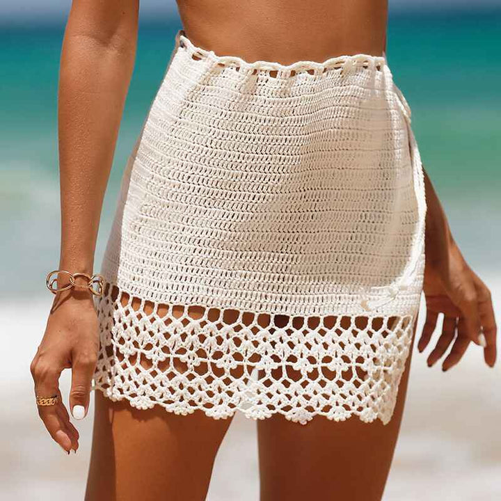 White-Womens-Elastic-Waist-Tassel-Crochet-Hollow-Out-Sheer-Beach-Swimwear-Cover-Up-Mini-Skirt-Mini-Skirt-K560