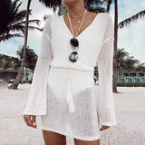 White-Womens-Fashion-Swimwear-Crochet-Tunic-Cover-Up-Beach-Dress