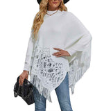 White-Womens-Knitted-Tassel-Shawl-Asymmetric-Hem-Poncho-Fringed-Pullover-Sweater-Solid-Color-Cowl-Neck-Top-Coat-Wrap-Cape-K306