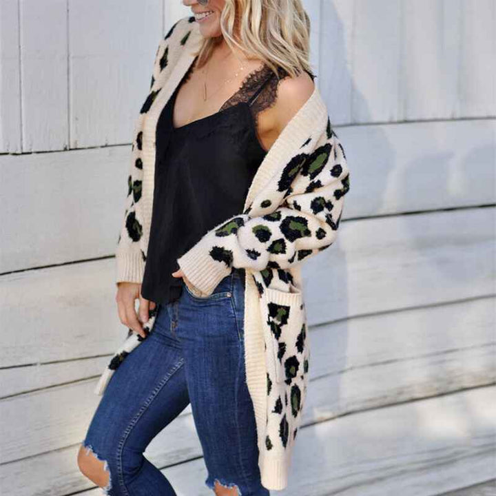 White-Womens-Long-Sleeve-Open-Front-Leopard-Knit-Long-Cardigan-Casual-Print-Knitted-Maxi-Sweater-Coat-Outwear-with-Pockets-K067-Side-3