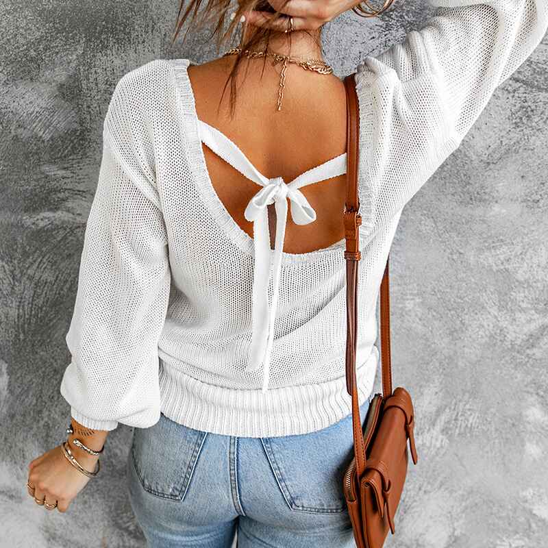 White-Womens-Oversized-Sweaters-Winter-Sexy-Open-Back-Pullover-Sweater-Chunky-Cable-Knit-Tops-K174-Back