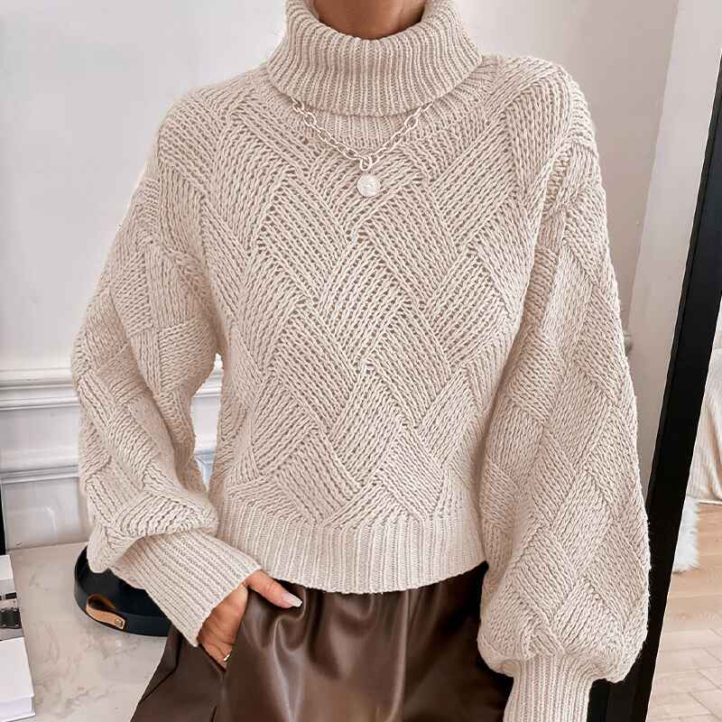 White-Womens-Turtleneck-Batwing-Sleeve-Loose-Oversized-Chunky-Knitted-Pullover-Sweater-Jumper-Tops-K404