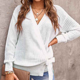 White-Womens-Wrap-Tie-Waist-Cardigan-Sweater-Lightweight-Oversized-Long-Sleeve-Open-Front-Knitted-Coat-K183-Front