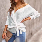 White-Womens-Wrap-Tie-Waist-Cardigan-Sweater-Lightweight-Oversized-Long-Sleeve-Open-Front-Knitted-Coat-K183-Side