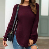 Wine-Red-Womens-Fall-Long-Sleeve-Side-Split-Loose-Blouses-Casual-Pullover-Tunic-Tops-K294
