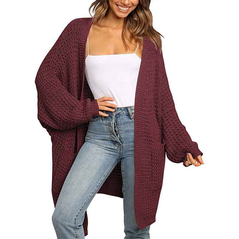 Wine-Red-Womens-Long-Sleeve-Open-Front-Cardigans-Outwear-Chunky-Knit-Sweaters-with-Pockets-K009-tops
