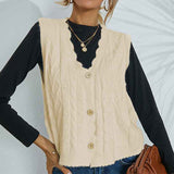 Women-Cable-Knit-Sweater-Vest-Button-Down-Sleeveless-Classic-Cardigan-Vests-apricot
