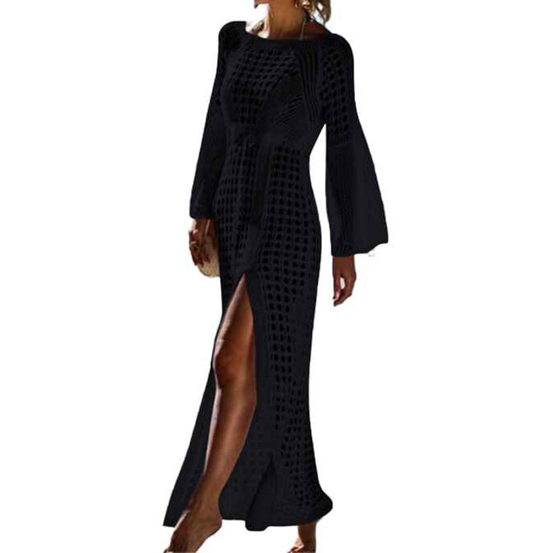     Womens-Crochet-Swimsuits-Cover-Up-See-Through-Bikini-Sleeveless-Split-Side-Long-Maxi-Beach-Dress