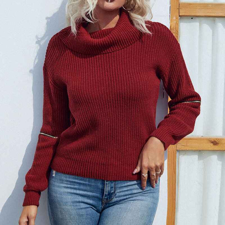 Womens-Turtleneck-Oversized-Sweaters-Batwing-Long-Sleeve-Pullover-Loose-Chunky-Knit-Jumper-K494-Front