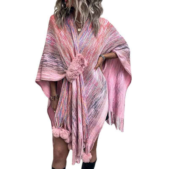 Womens-Warm-Shawl-Wrap-Open-Front-Poncho-Cape-Color-Block-Shawls-Winter-Cardigan-Wrap-Printed-Ponchos-for-Women-K422-front