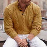 Yellow-Mens-Long-Sleeve-Polo-Sweater-Casual-Quarter-Button-Up-Lapel-Collar-Fal-Winter-Tops-for-Men-G063