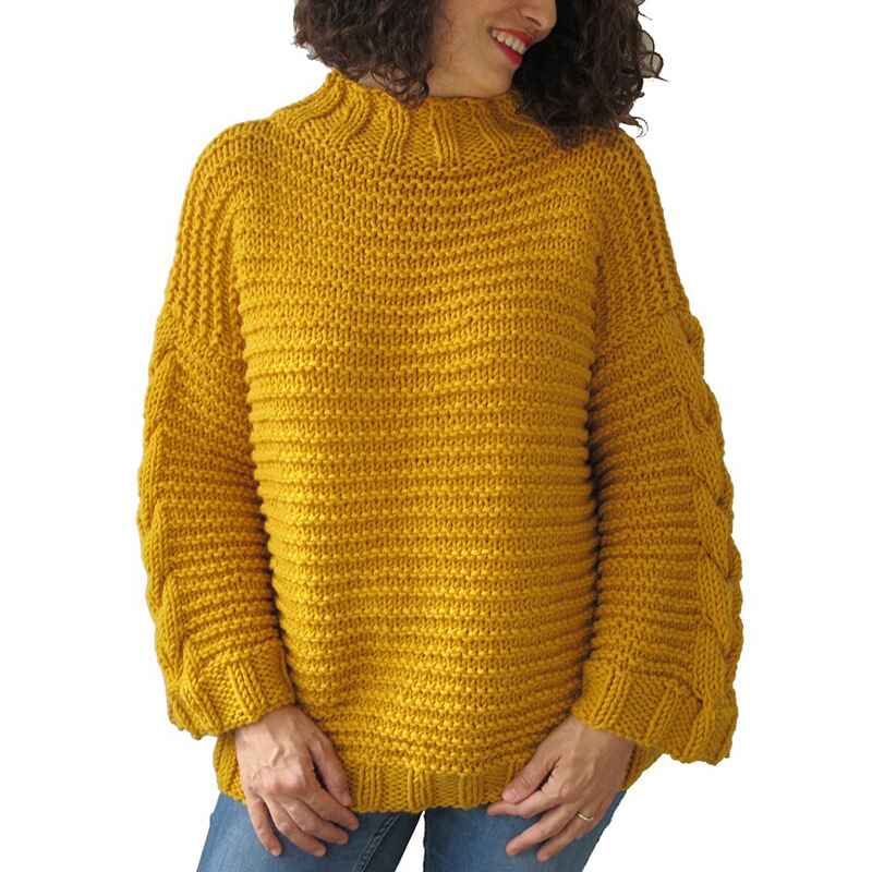 Yellow-Womens-Casual-Long-Sleeve-Sweaters-Crew-Neck-Solid-Color-Soft-Ribbed-Knitted-Oversized-Pullover-Loose-Fit-Jumper-K052