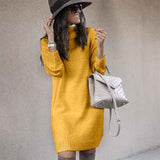 Yellow-Womens-Long-Sleeve-Turtleneck-Sweater-Dresses-Knitted-Bodycon-Midi-Sheath-Jumper-Dresses-K024