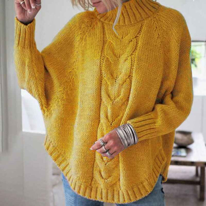Yellow-Womens-Turtleneck-Sweaters-Cable-Knit-Long-Sleeve-Pullover-Sweater-Jumper-K049