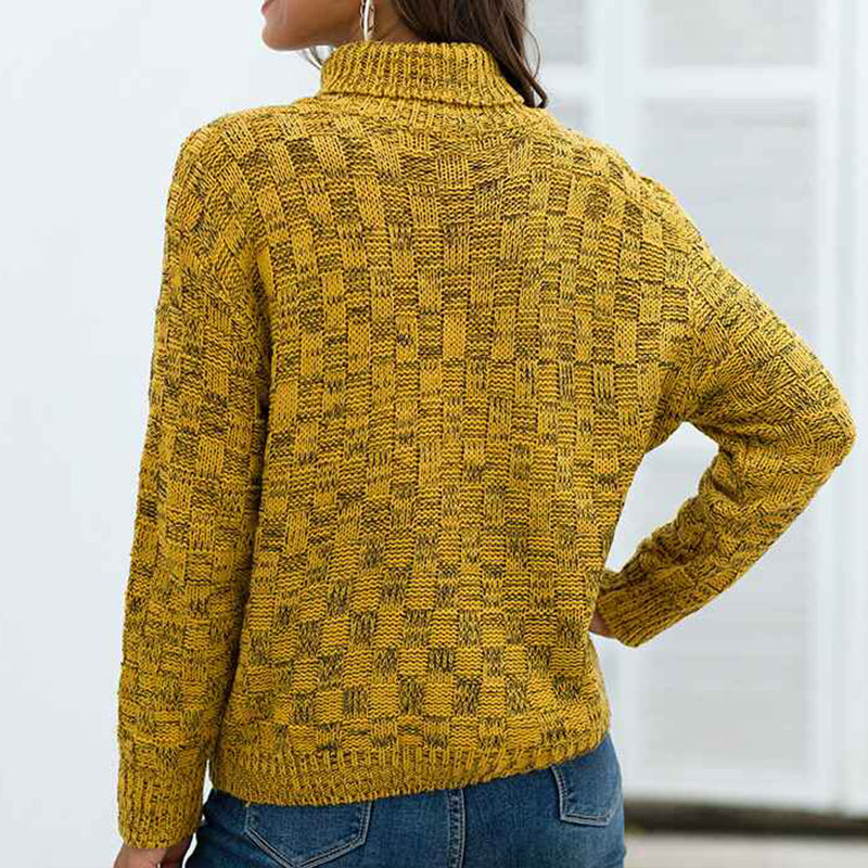 Yellow-Womens-Turtleneck-Sweaters-Long-Sleeve-Pullover-Cable-Knit-Sweaters-Soft-Jumper-K373-Back