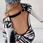 Colorblock Peep Toe Pumps Ankle Strap Platform Heeled Sandals