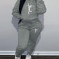 Plus Size Letter Print Casual Hoodie & Pants Set