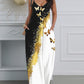Butterfly Print Colorblock Spaghetti Strap Maxi Dress
