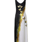 Butterfly Print Colorblock Spaghetti Strap Maxi Dress