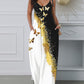 Butterfly Print Colorblock Spaghetti Strap Maxi Dress
