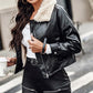 Pocket Design Lined PU Leather Jacket