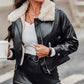 Pocket Design Lined PU Leather Jacket