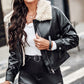 Pocket Design Lined PU Leather Jacket